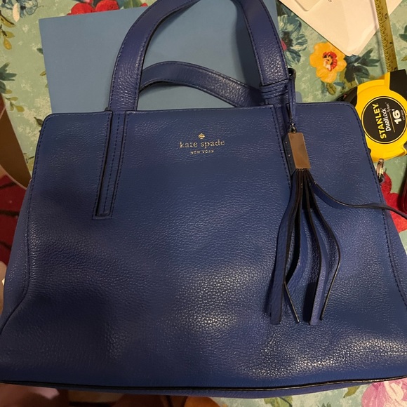 Kate Spade Cobalt Blue Dominique Grey Street Leather Satchel with tassel. GUC - Picture 9 of 9